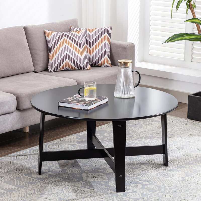 Filaary okrągłe drewniany stolik kawowy, czarny stolik kawowy niski stolik kawowy stolik do kawy stolików w salonie