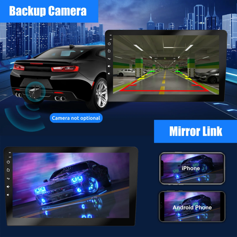 Radio samochodowe ESSGOO bezprzewodowy Carplay Android Auto 2 Din 7 "/9" nawigacja GPS odtwarzacz MP5 szklany ekran wi-fi FM BT samochodowe Stereo