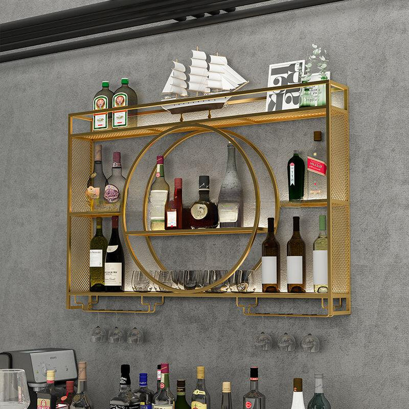 Simple Wine Rack Storage Rack Red Wine Cabinet Bar Wall-Mounted Wine Rack Storage Iron Display