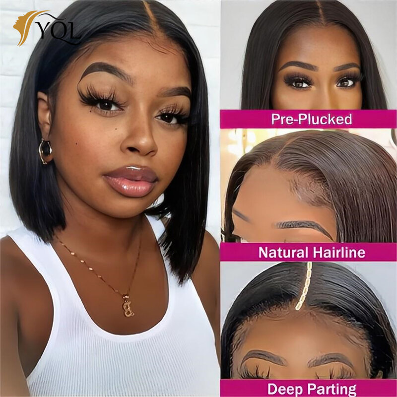 Short Straight Bob Hair Wig Human Hair Wigs For Women Human Hair Lace Frontal Wigs 13x4 Transparent Lace Frontal Bob Wig