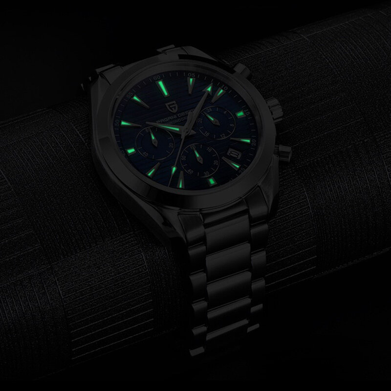 Men Stainless Steel Quartz Watch Fashion Luxury Business Waterproof Sport Watches Calendar Date Luminous Chronograph Wristwatch