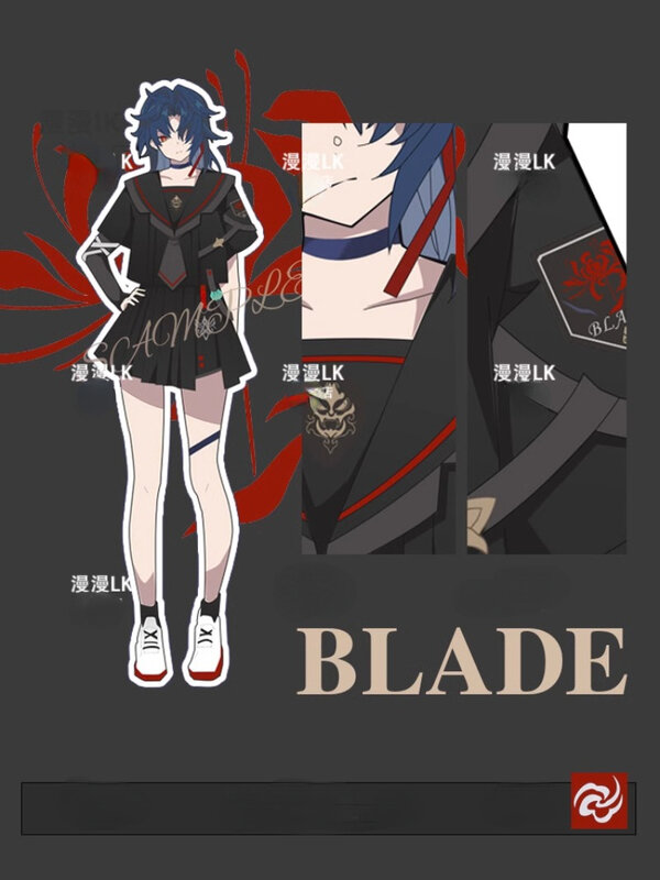 Gra Anime Honkai: Star Rail Cosplay Blade kobieta dziewczyna lato marynarski mundur krótki rękaw Top spódnica kokarda krawat do garnituru kostiumy