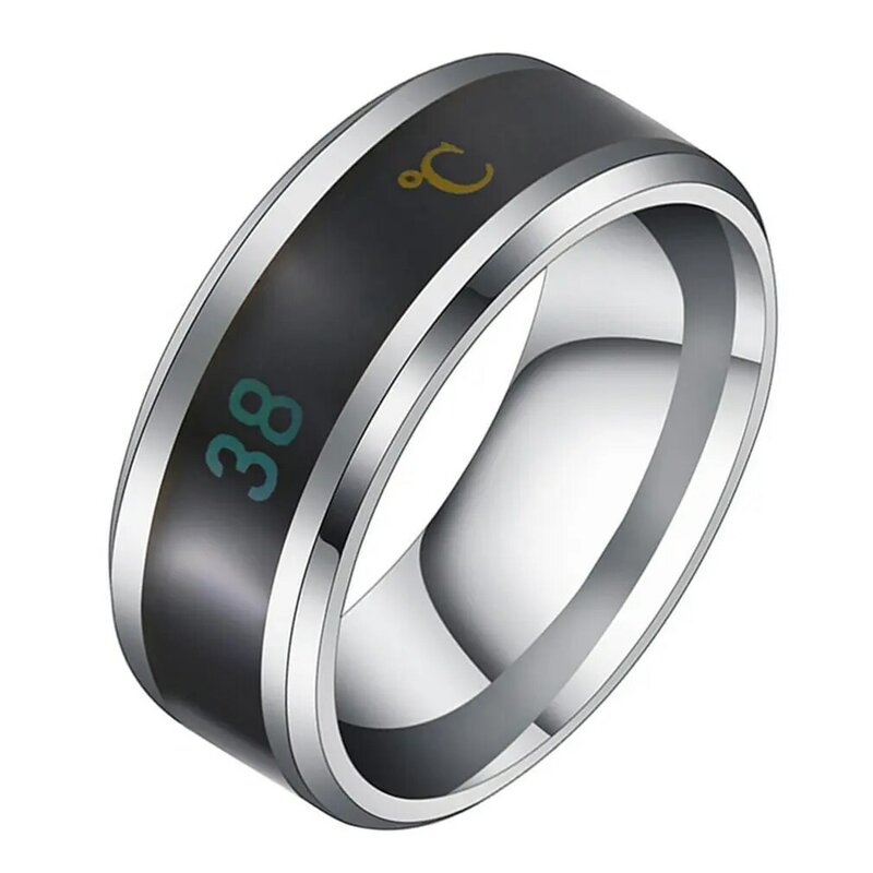 Pierścień nie blaknący 4-kolorowy wodoodporny pierścień z inteligentną parą temperatury ze stali tytanowej na palec