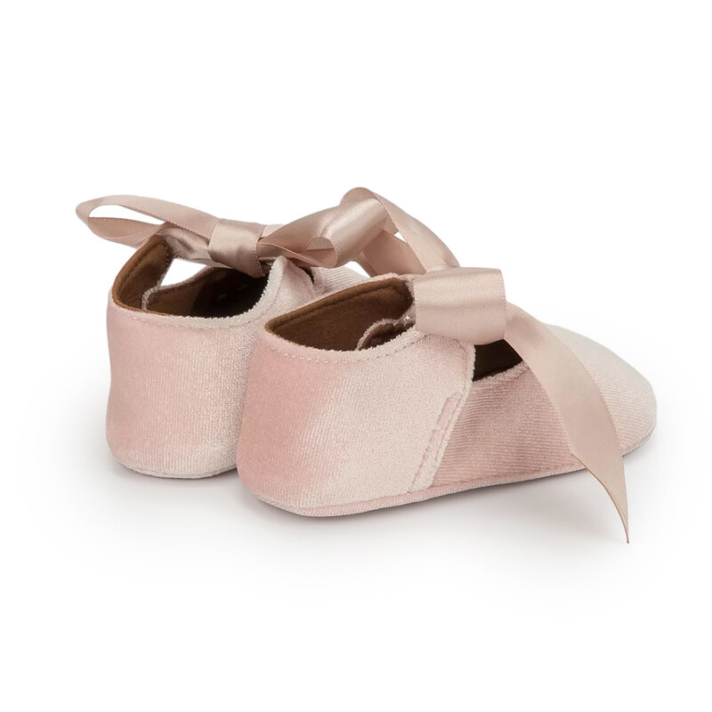 Scarpe basse per bambina scarpe con fiocco decorazione suola morbida scarpe da principessa scarpe da presepe per bambini primi camminatori per 0-18 mesi