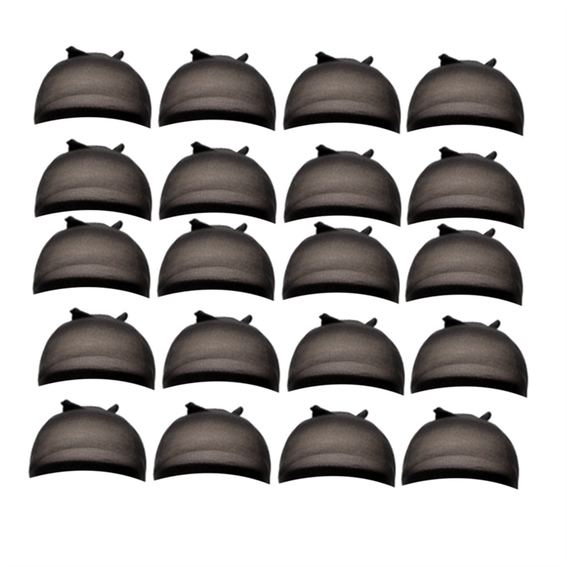 Topi Wig HD topi stoking topi Wig transparan topi nilon tipis multifungsi nyaman penutup kepala, hitam 20 Pcs
