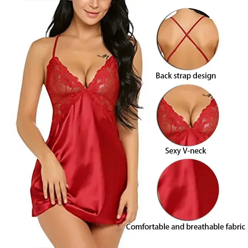 Новинка 2024, сексуальное нижнее белье, сексуальная женская ночная рубашка из шелка, комплект, Милая женская домашняя одежда для сна, женская ночная сорочка для дам