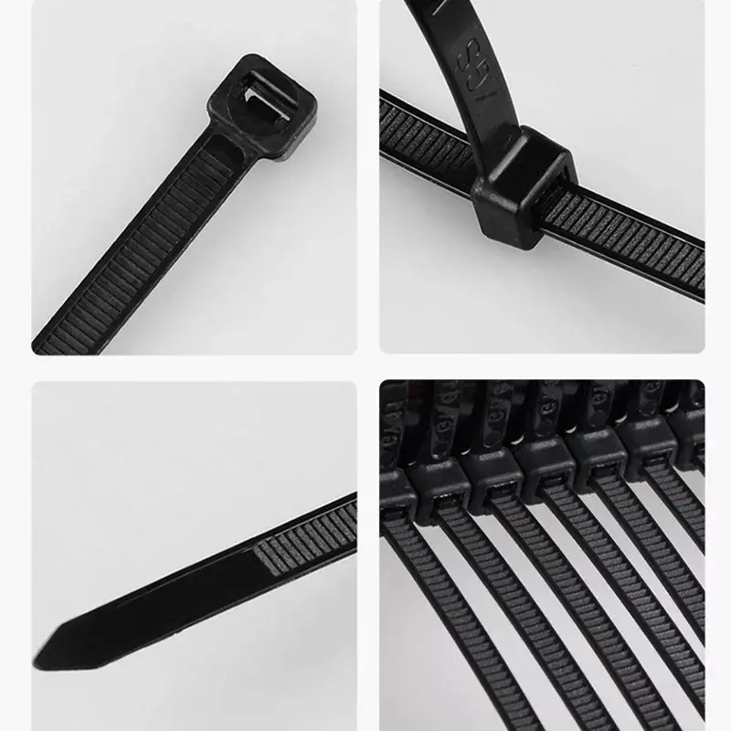 Self-locking Kunststoff Nylon Krawatte 100 PCS Schwarz 5X300cable Krawatte Befestigungs Ring 3X200 Kabelbinder Zip Wraps Band Nylon kabel Krawatte Set