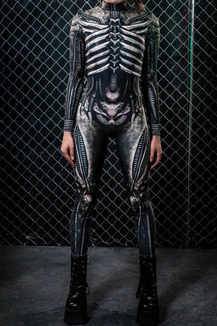 3D Printed Bodysuit Jumpsuit Cosplay Costumes Halloween Skeleton Stretch Skinny Scary Sexy Colorful Uniform for Adults and Kids