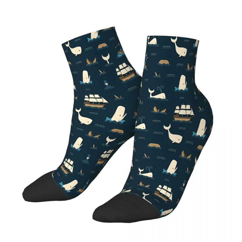ถุงเท้ายาวถึงข้อเท้ารูปปลาวาฬสีขาวสำหรับบุรุษและสตรีถุงเท้าฤดูหนาวฮิปฮอป
