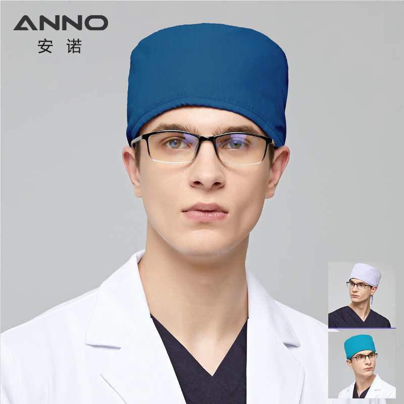 ANNO Disposable Cotton Caps Man Hat Clinic Hospital Doctor Nurse Work Hat Short Hair Nursing Hats Solid Color Head Dress