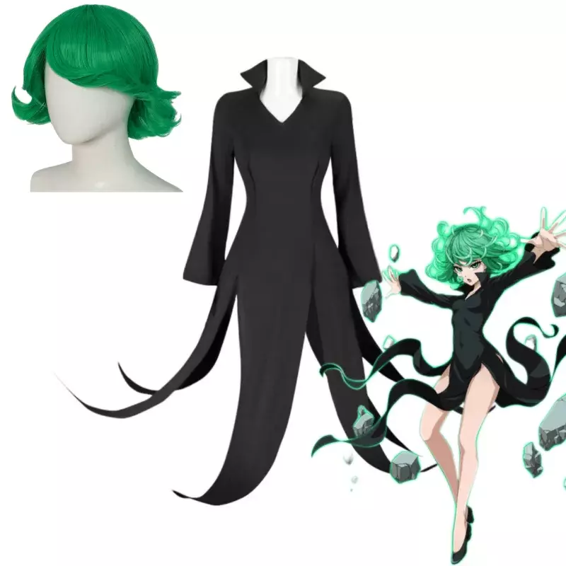 Anime ONE PUNCH-MAN Tatsumaki Cosplay Halloween Christmas for Child Plus Size Wig Costume New