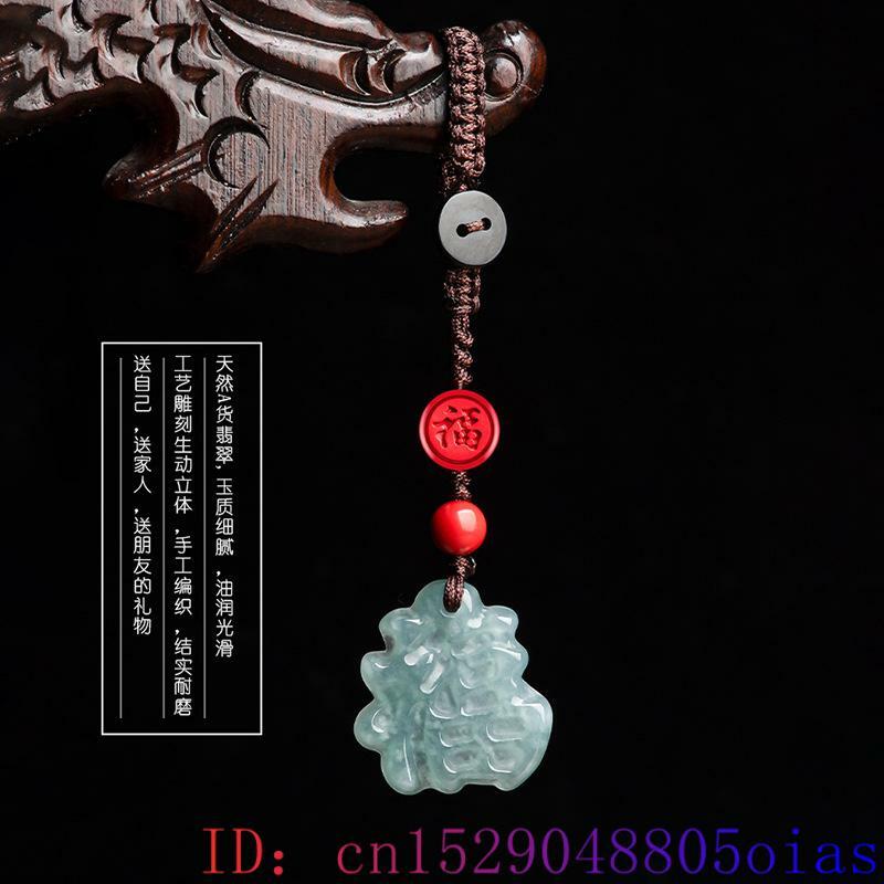 Personalizado Azul Jadeite Fu Chaveiro para Homens e Mulheres, Natural Burmese Jade Key Holder, Presente Da Jóia Real, Moda