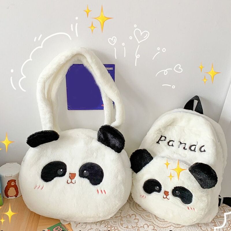 Mochila escolar de felpa de estilo coreano Kawaii para estudiantes, de gran capacidad bolso de hombro, bolsa de Messaage de dibujos animados, Animal Panda, compras