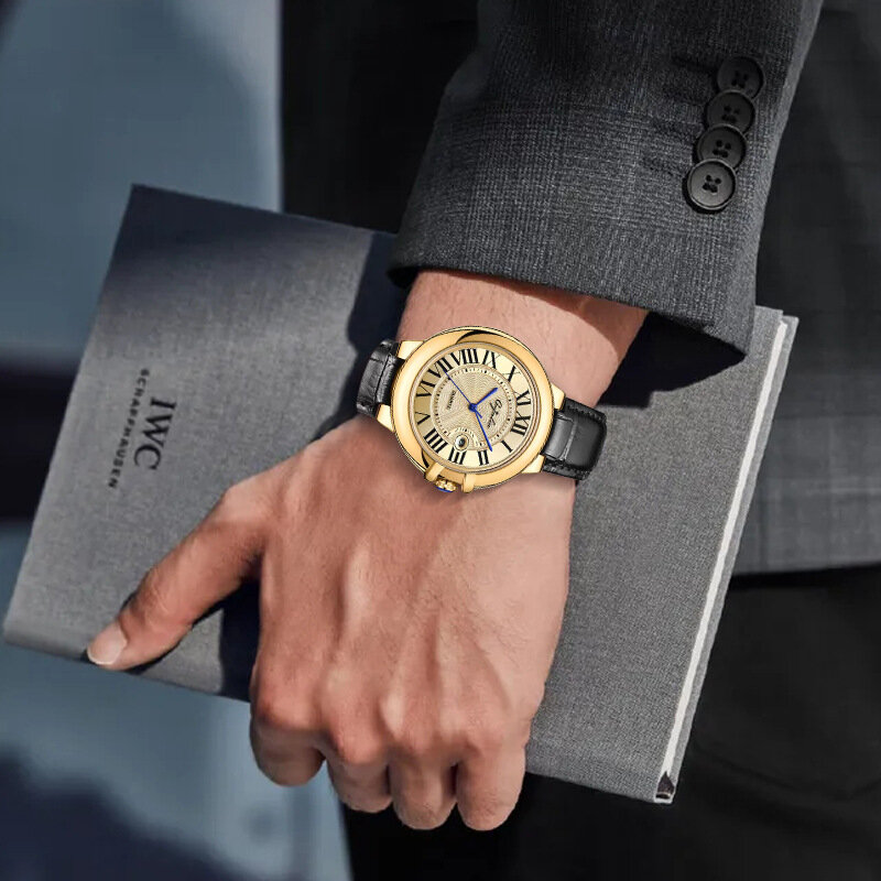 Dropshipping นาฬิกาทองคลาสสิกสำหรับผู้ชายนาฬิกาข้อมือควอตซ์แฟชั่นร้อนแรงนาฬิกาธุรกิจผู้ชายหรูหรา reloj hombre