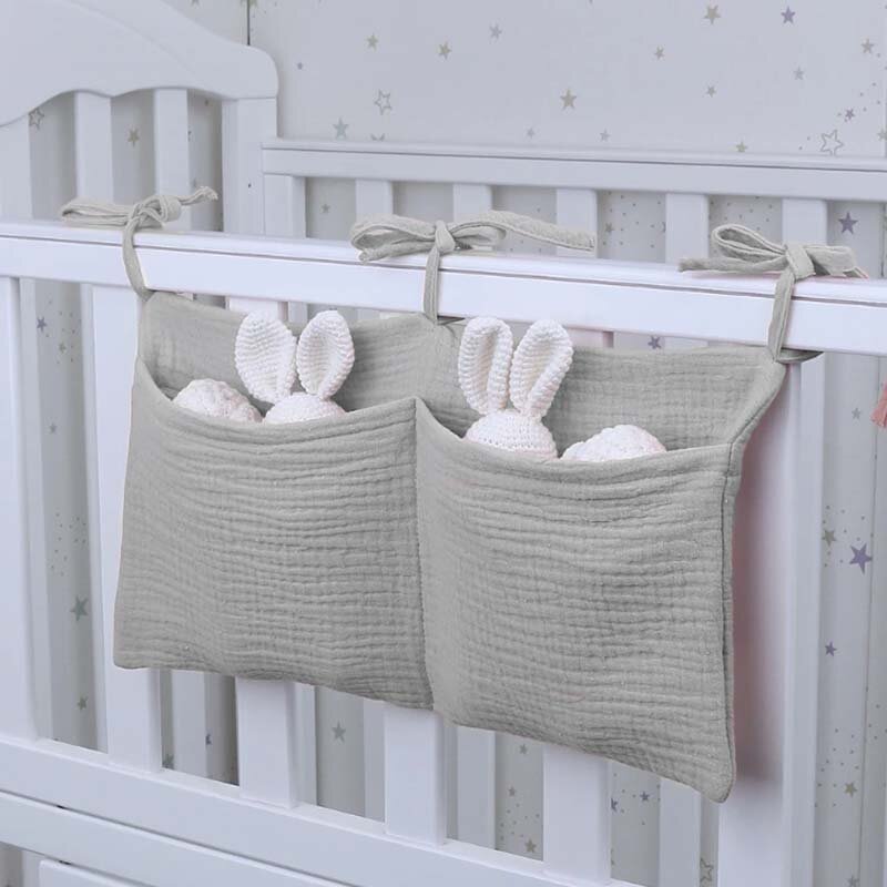Modakids gray 2 compartments crib side Organizer baby room crib Organizer
