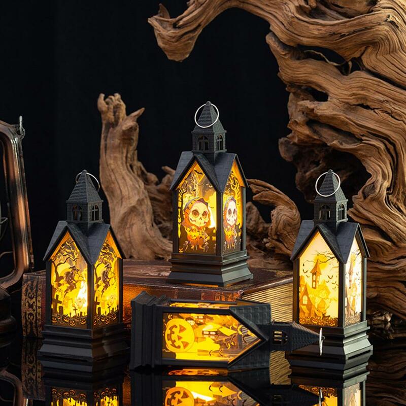 Lanterne Citrouille d'Nikpour Halloween, Veilleuse de Style Vintage, Lumière LED Fantôme pour ix