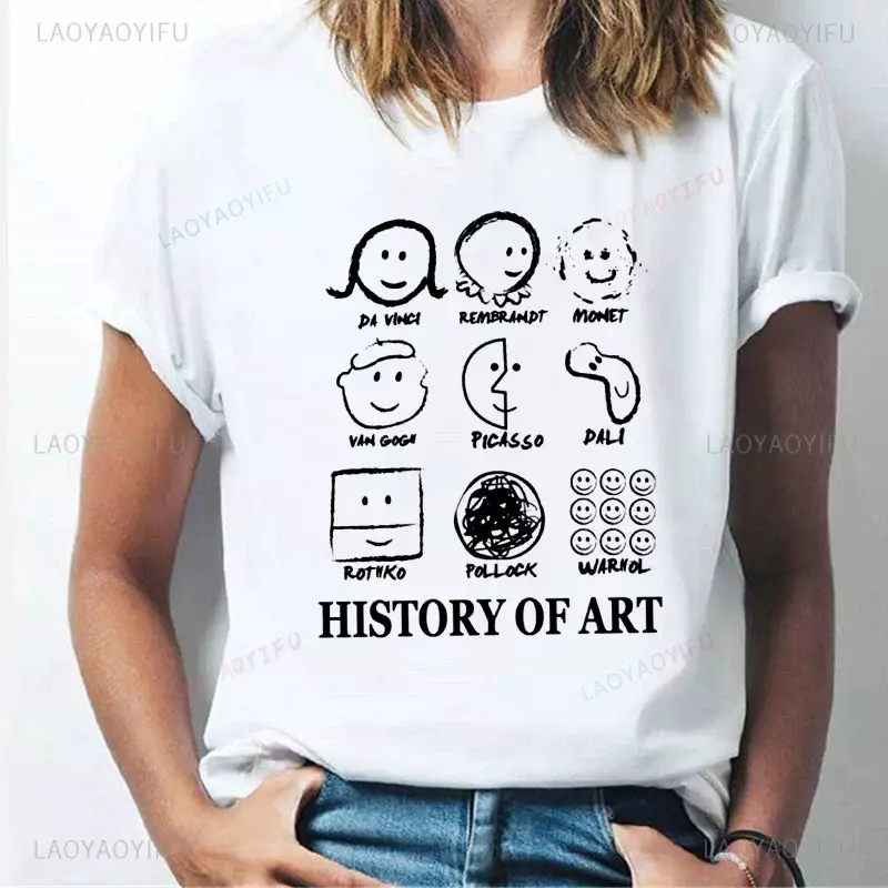 Camiseta divertida de línea de Historia del Arte para mujer, camiseta de manga corta con gráfico Harajuku de algodón, ropa de moda para hombre 2024