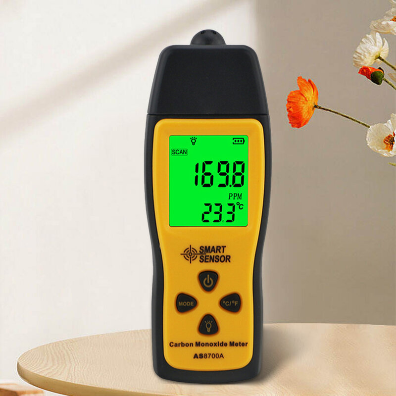 Detector portátil do monóxido de carbono com alarme, medidor do teste do gás de exaustão do carro, sensor esperto, AS8700A, 0a 1000ppm