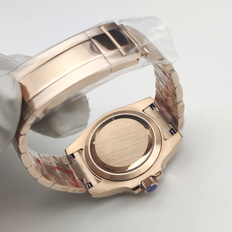 PARNSRPE-Men's Rose Gold Automatic Mechanical Watch Business Luxury Wristwatch Magnified Calendar Aseptic Dial Men's Watch