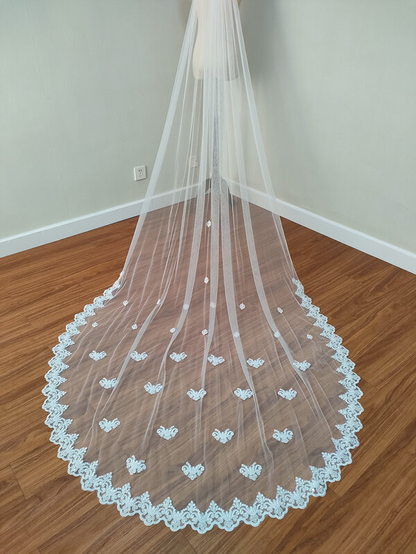 RealShot-velo de novia con cuentas, velo de catedral hecho a mano, accesorios de boda, largo, 3m, 4m, 5M