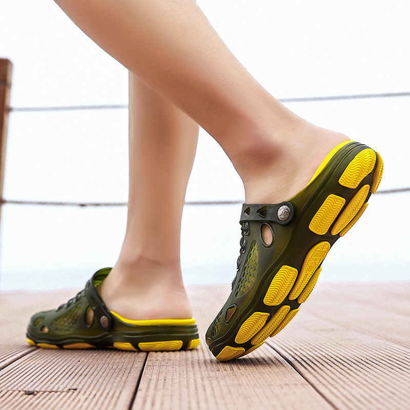 2023 męskie sandały ręcznie robione letnie buty dla mężczyzn guma miękka buty do wody ogrodowe duże męskie sandały na płaskim obcasie plażowe pantofle X14