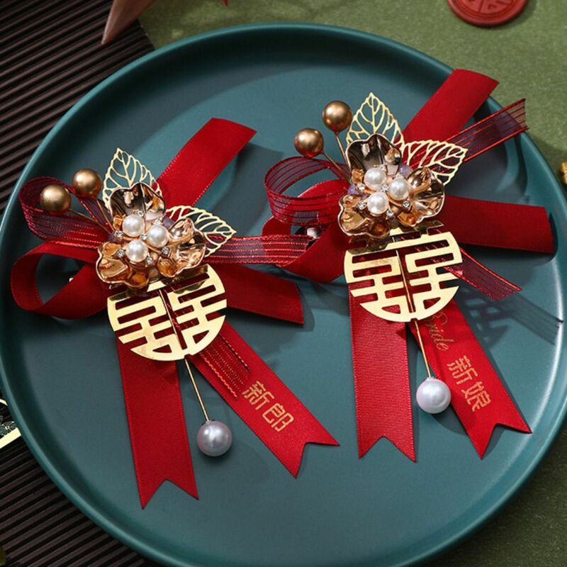 Tessuto simulazione fiore damigella d'onore genitori decorativo stile cinese corpetto sposo spilla sposa spilla matrimonio corpetto