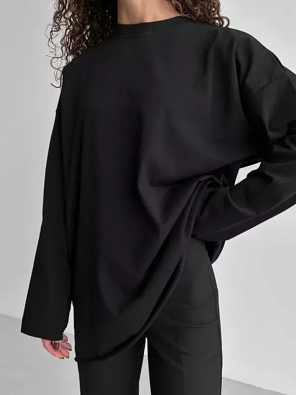 Bornladies-T-shirt à manches longues pour femme, 100% coton, basique, à la mode, couleur unie, printemps, automne
