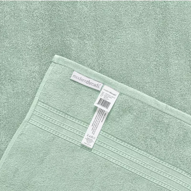 Set di asciugamani da bagno in 6 pezzi damascato Artesia con fili moderni, salvia