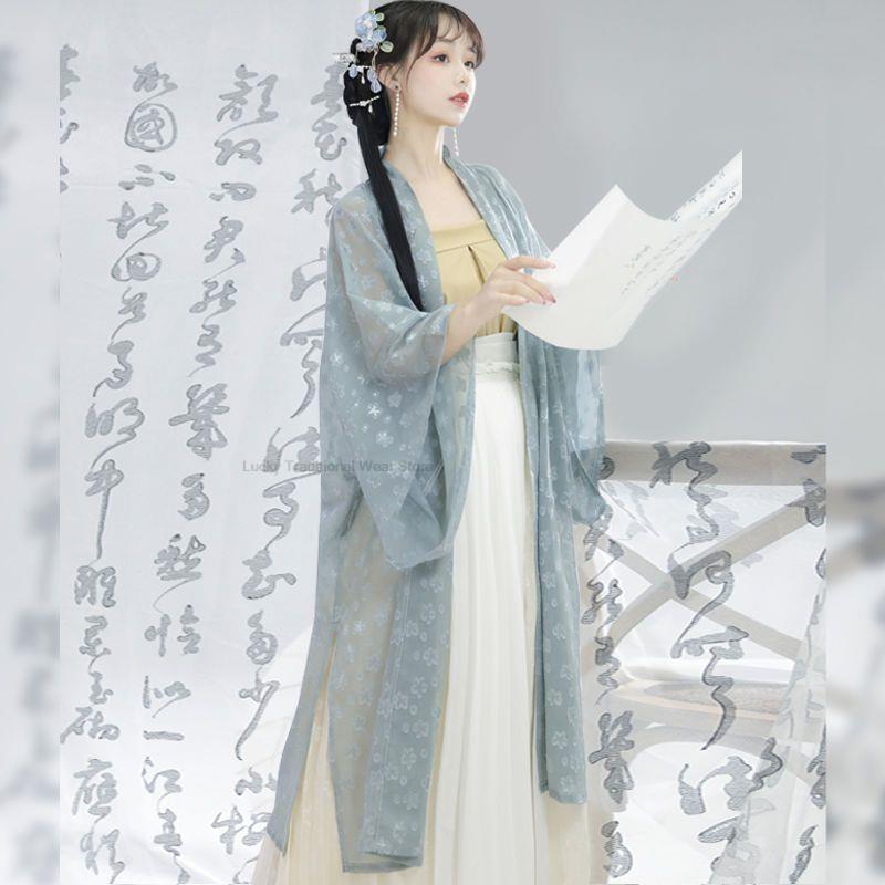 جديد الصينية Vinatge بلون الربيع الصيف الصينية Hanfu الإناث الأصلي أغنية سلالة كبيرة الأكمام الجنية Hanfu مجموعة فستان