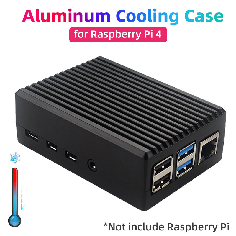 Caso De Liga De Alumínio Para Raspberry Pi 4, Caixa Preta, Shell De Metal, Gabinete De Resfriamento Passivo, Raspberry Pi 4 Modelo B