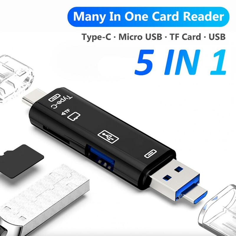 Lecteur de carte haute vitesse cinq en un USB 3.0 Type C, mini carte TF, carte mémoire