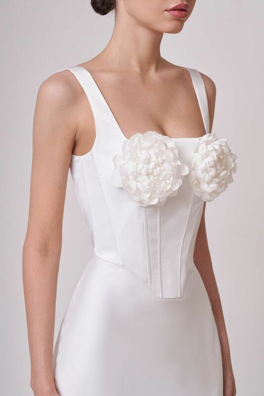 Vestido de fiesta elegante de punto con cuello cuadrado para mujer, conjunto de falda de vendaje con flores blancas y negras, Espalda descubierta, Sexy, 2023