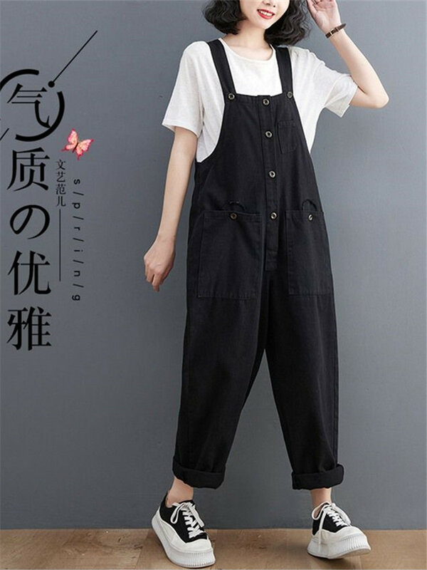 New Loose Big Size Jumpsuit autumn Corduroy Overalls For Women Romper Casual Wide Leg Baggy Cargo Pants Vintage Straps Dungarees