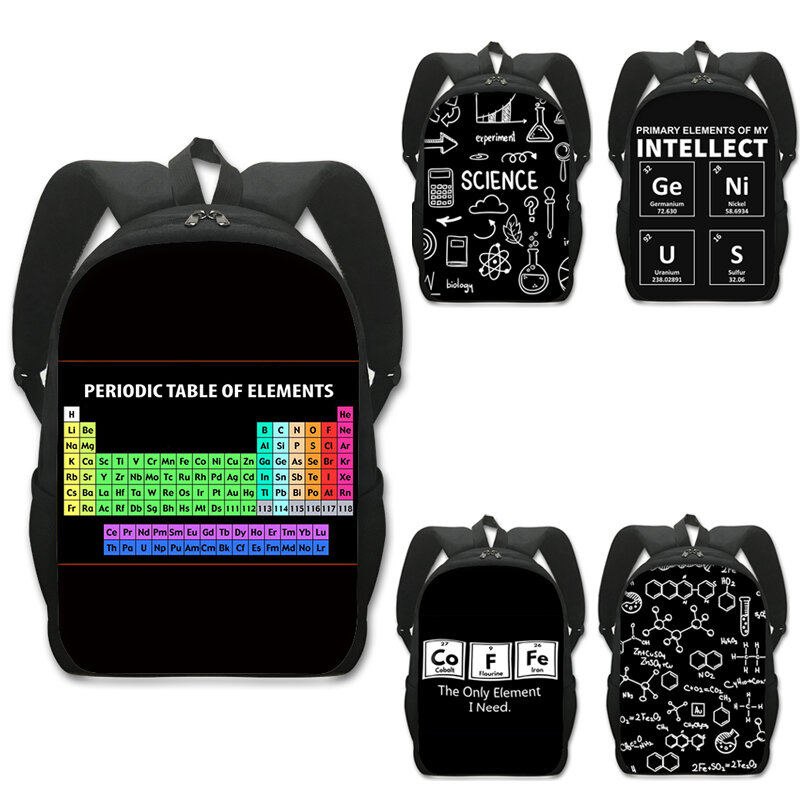 Periodic Table of Elements Print School Backpack for Teenager Boys Girls Daypack Genius Children School Bags Chemistry Rucksack