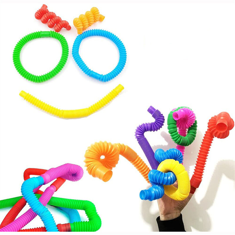 6Pcs decompressione retrattile Pop Tube ondulazione rilievo di colore ansia Fidget divertente giocattolo sensoriale fai da te regalo interattivo genitore-figlio