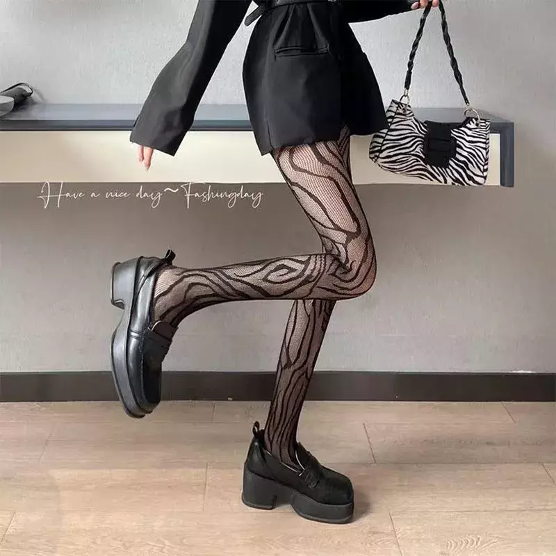 Collant a rete fantasia Sexy delle nuove donne gambe sottili calze lunghe a rete collant in Nylon a rete da donna calze trasparenti per il corpo