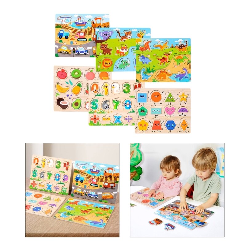 Juguete bloques construcción para jardín infantes, rompecabezas con tema dibujos animados bonitos, juguete para