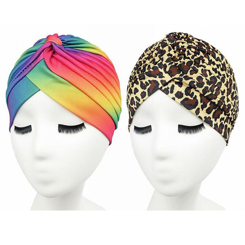 Women Bonnet Cap Color Printing Pleated Turban Cap for Women 2024 Head Wrap Hat Mujer African Cap Hijab Caps Bonnet India Hats