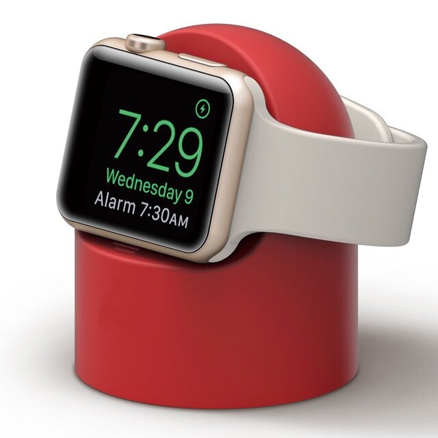 Dudukan pengisi daya silikon untuk Apple Watch Series 7 6 5 4 3 2 SE braket iWatch malam Dok pengisi daya Desktop pemegang
