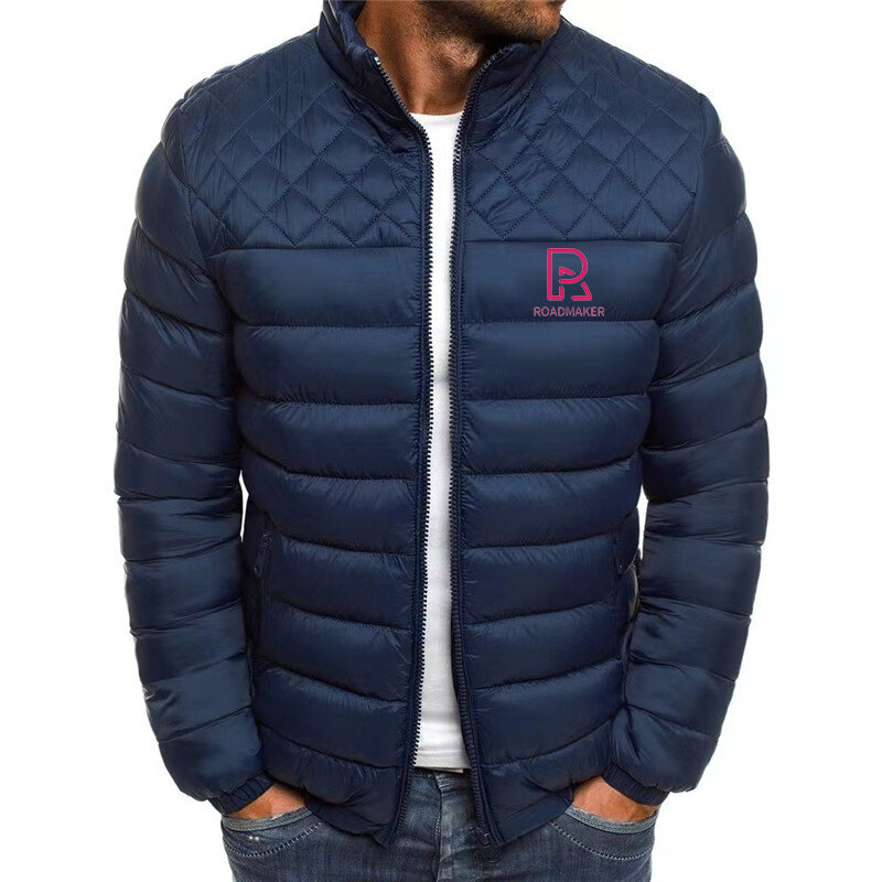 Men's zippered casual jacket, lightweight cotton padded jacket, high collar, British style, urban fashion, novelty in 2024