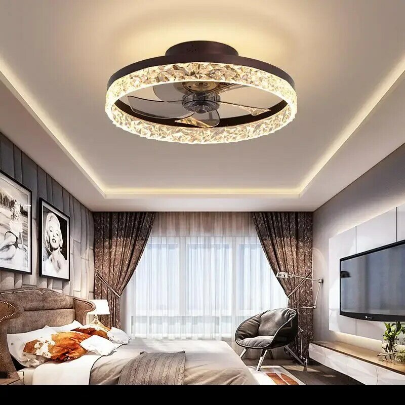 북유럽 크리스탈 LED 램프, 천장 선풍기, 6 단, 침실 DC 천장 선풍기, 리모컨 천장 팬, 조명 고정장치