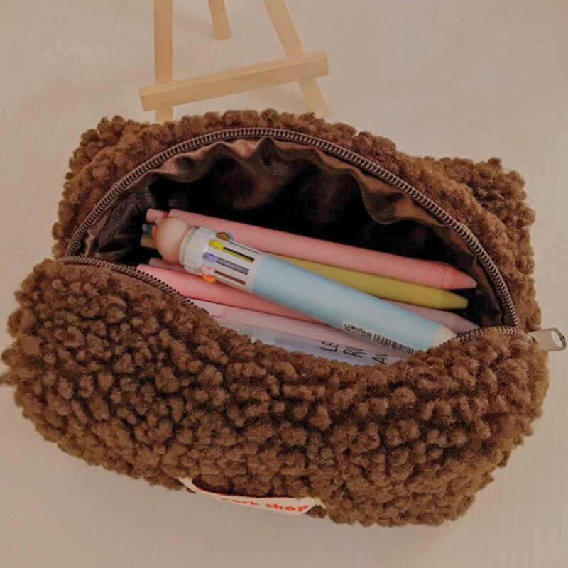 Shmere Pencil Bag Case Plush Pencil Bag Zipper Bag Makeup Storage Bag