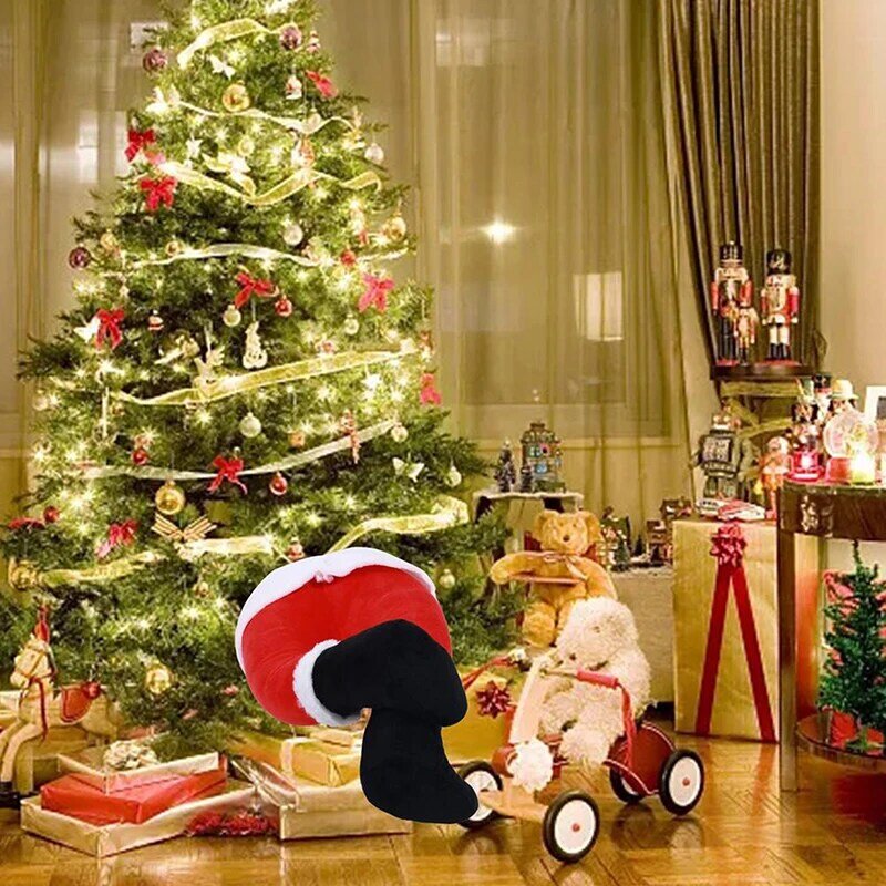 Santa claus脚の装飾品、クリスマスの木の装飾、ぬいぐるみのドアの装飾、家の装飾