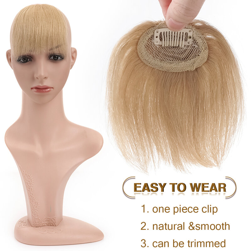 S-noilite 8g Fringe Human Hair Natural Hair Bangs Non-remy False Hair Bang Irregular Fringe Hairpiece For Women Hair Clip Bangs