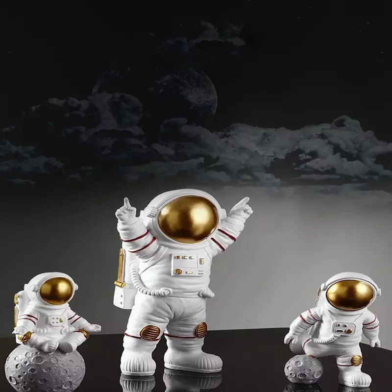 Astronauta Figura Estátua para Crianças, Escultura Spaceman, Brinquedo Educativo, Desktop, Decoração do Lar, Presente, Modelo, 4pcs