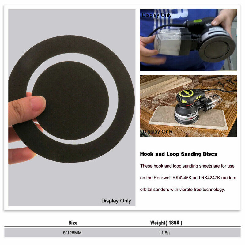 5-дюймовые шлифовальные диски, крючок и петля для Rockwell RK4245K RK4247K, зернистость 60-180, технология шлифования, поддерживающая технологию без вибрации