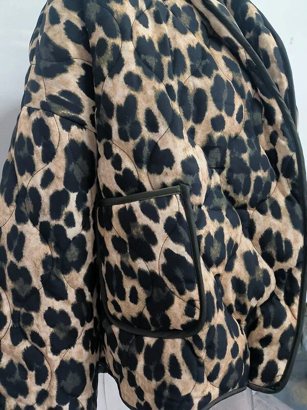 [EWQ] European Style Fashion All Match Cardigan Leopard Print Jacket Loose Casual Top Coat Women 2024 New Spring Autumn 16U7408