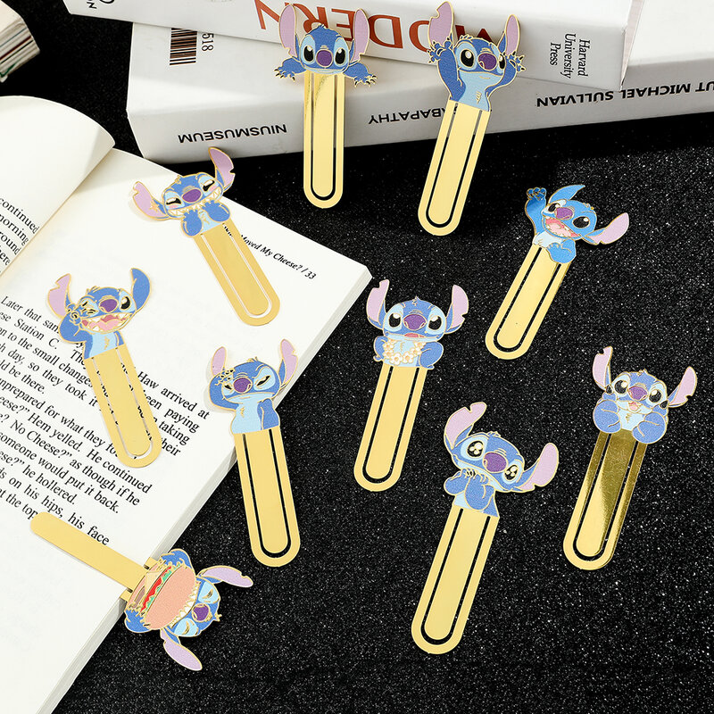 Marcapáginas de Metal de dibujos animados de Disney, marcadores de Stitch para libros, lectura, amante, regalos para estudiantes, estudio, suministros de oficina, Colección, marca de libro