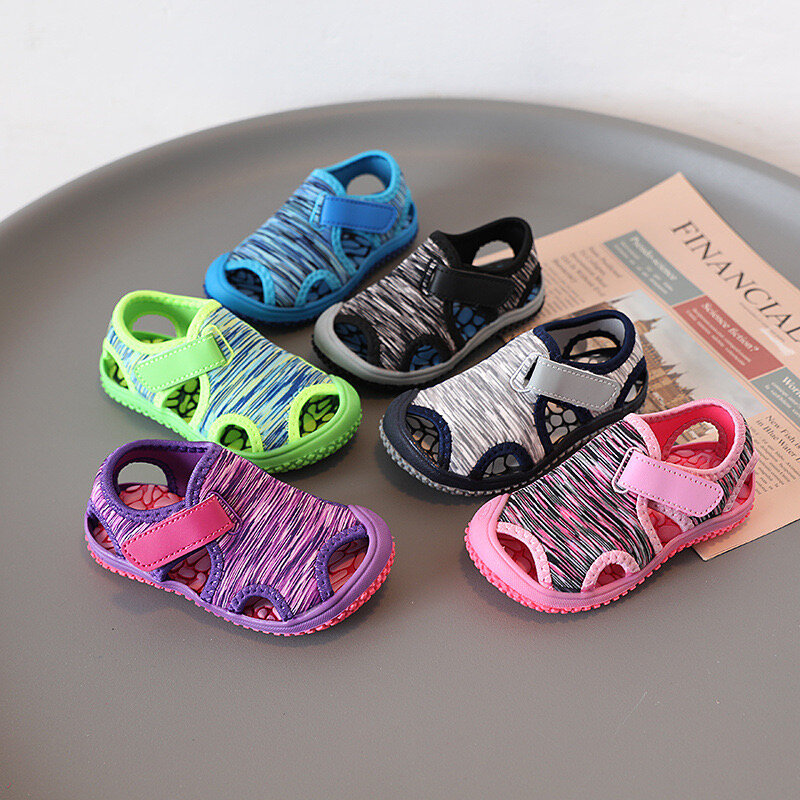 Girls' Sandals Spring and Summer Children's Closed Toe Sports Beach Shoes Boys Wading Shoes Candy Color