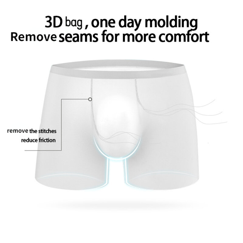 Mens Ice Silk Seamless Underwear Ultra-thin Breathable Boxer Shorts Summer Sexy Male Underpants Boxers Transparentes Hombre